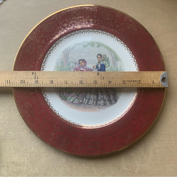 Vintage Plate Century by Salem USA Victorian Ladies  Burgundy Rim 23K Gold Trim - Picture 8 of 10